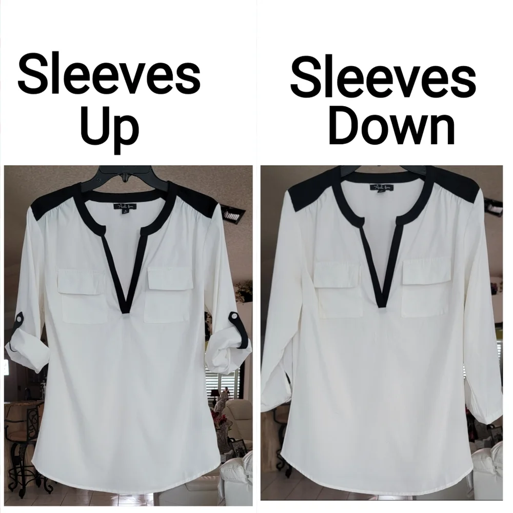 Antila Femme Women's White/Black Blouse, Size M - Picture 11 of 12